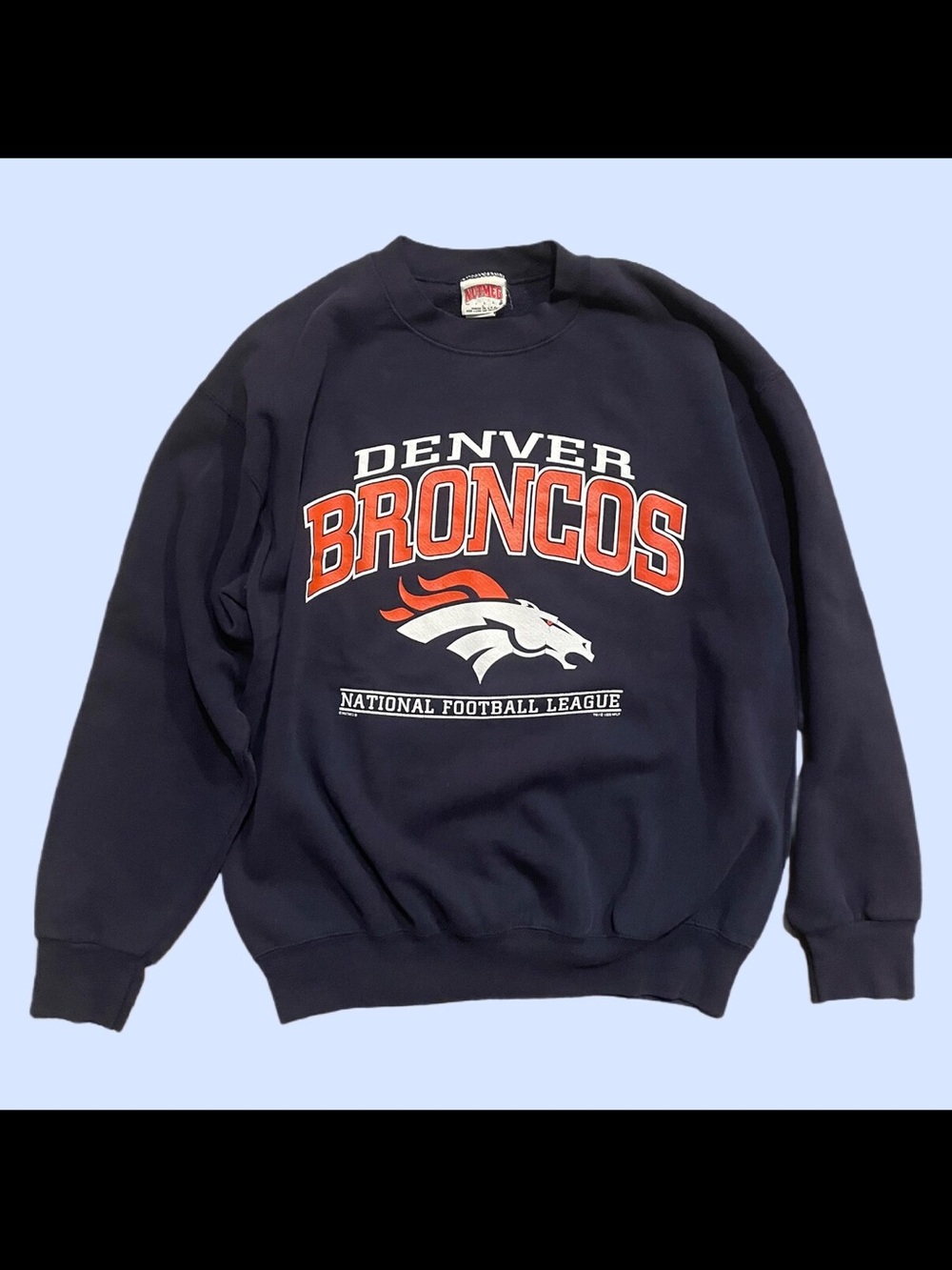 Denver Broncos Navy Crewneck Sweatshirt - Team Logo Pullover